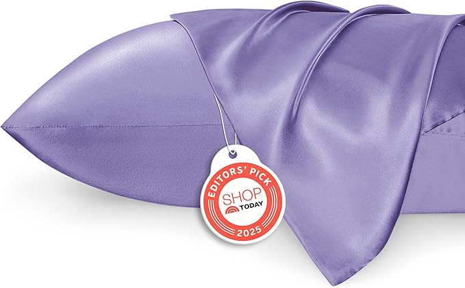 Bedsure King Size Satin Pillowcase Set of 2 - Lilac Silky Pillow Cases for Hair and Skin with Envelope Closure, Similar to Silk Pillow Cases, Gifts for Women Men, 20x36 Inches, 2pcs