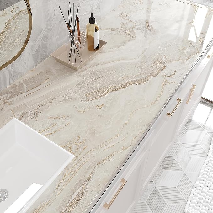 VEELIKE Large Size Marble Contact Paper Peel and Stick Countertops