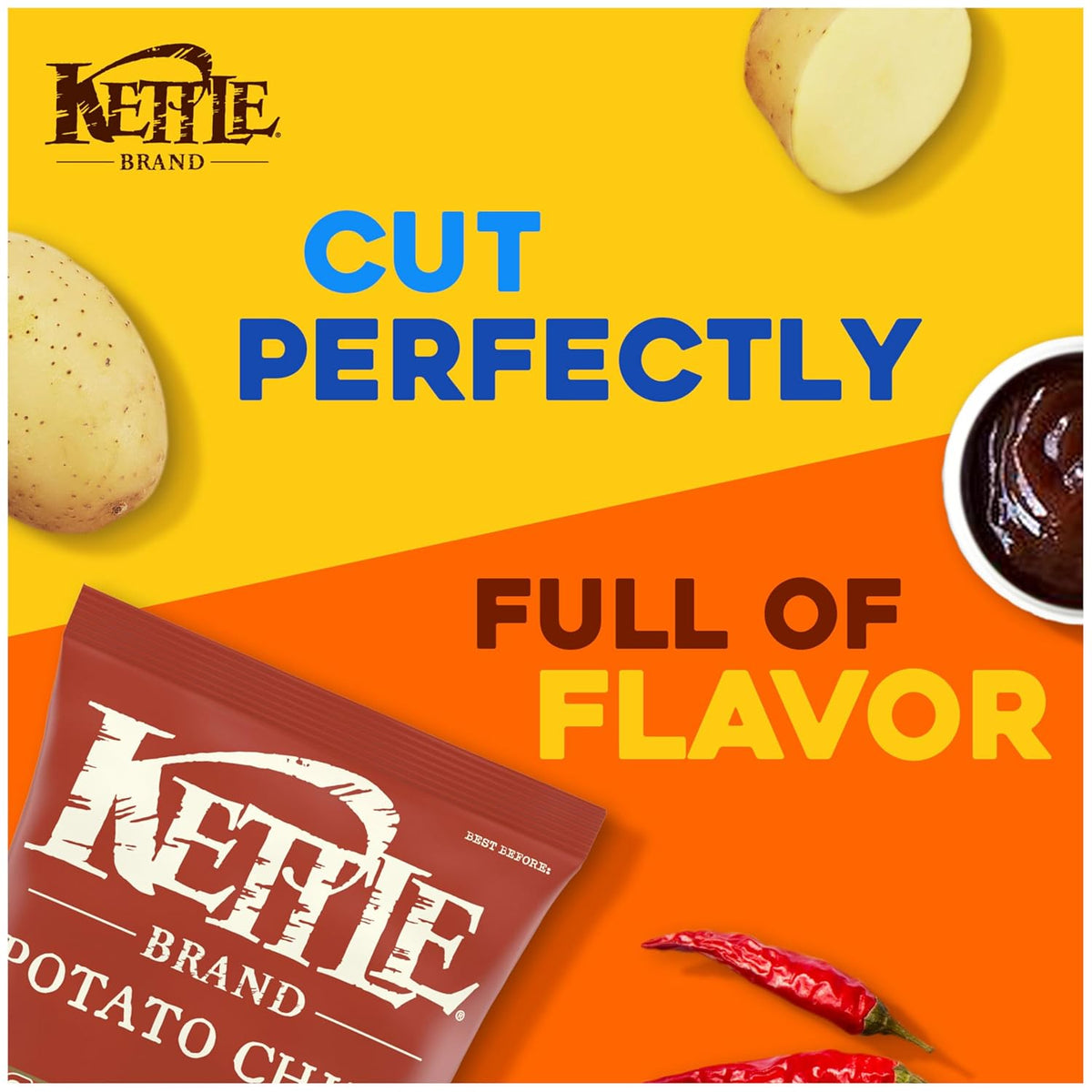 Kettle Brand Backyard Barbeque Kettle Potato Chips, Gluten-Free, Non-GMO, 7.5 oz Bag