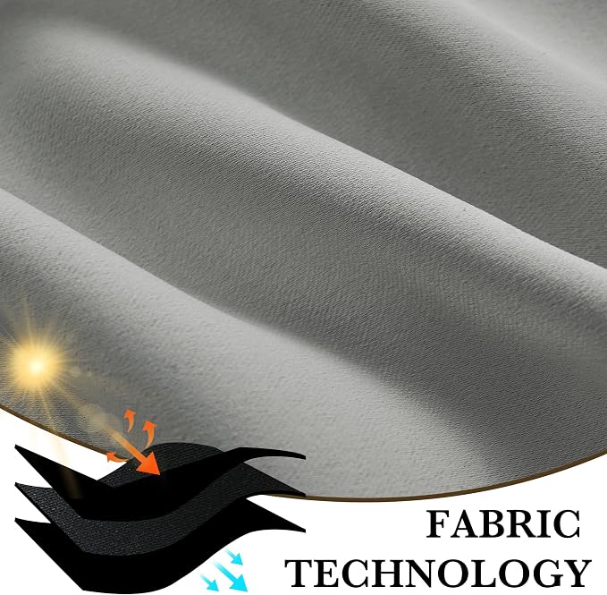 RYB HOME Bedroom Blackout Curtains 63 inches Long, 100% Blackout Thermal