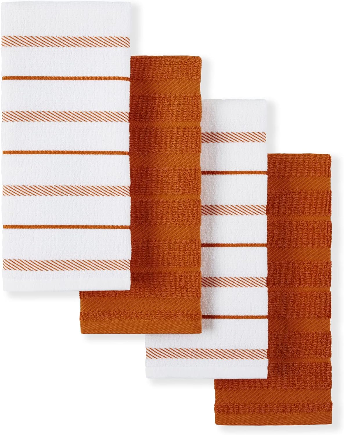 KitchenAid Albany Kitchen Towel 4-Pack Set, Milkshake Tan/White, 16"x26"