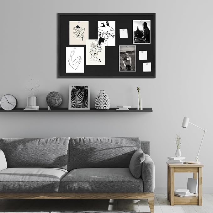 DAHAPYBOO Cork Board with Linen Black, Bulletin Board 36"x24", Corkboards