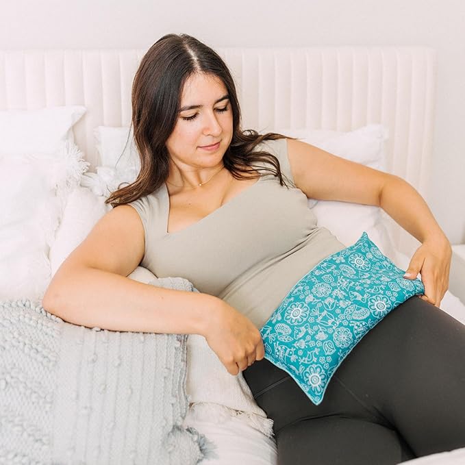 Large Microwave Heating Pad with Flax Seed, Scented or Unscented, Good for Back Pain or Cramps, Moist Heat Therapy or Ice Pack, Microwavable Bean Bag, 6" x 12" (Black Floral, No Added Herbs)