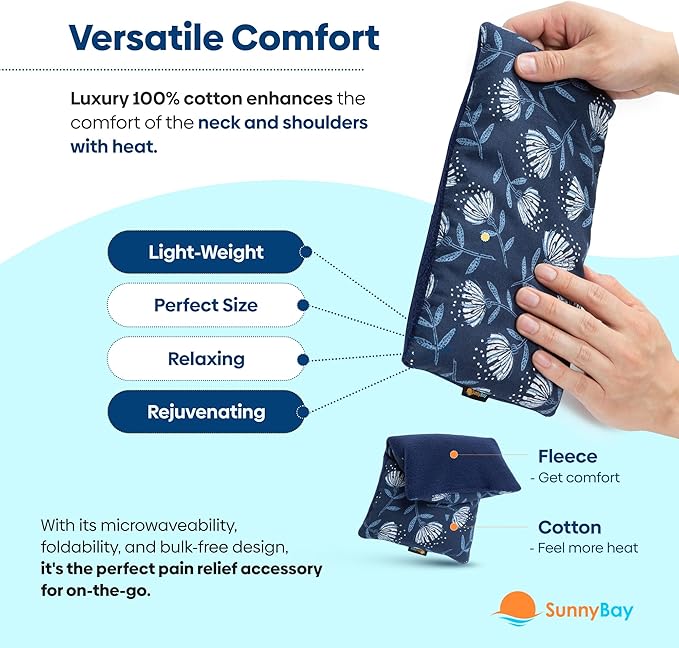 SunnyBay Small Microwave Heating Pad, Microwavable Versatile Cold/Heated Neck and Shoulder Wrap for Back Pain and More, Moist Heat Cotton-Fleece Pad with Flax Seed Filling, 6x11 in, Whispy Flower