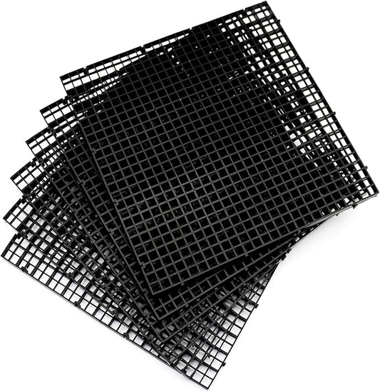 ALEGI Aquarium Fish Tank Divider Plastic Egg Crate Aquarium Filter Bottom Tray Plastic Grid (L 6pcs Black)