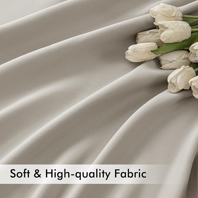 MIULEE Natural Back Tab Blackout Curtains 120 Inch Long 2 Panels Set