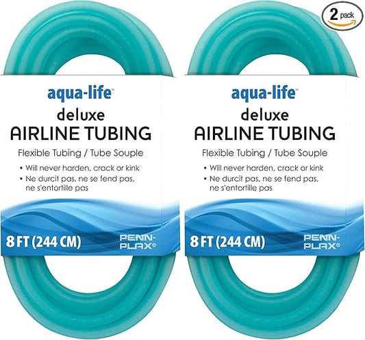 Penn-Plax Deluxe Airline Tubing for Aquariums – Made of Durable Silicone – Safe for Freshwater and Saltwater Fish Tanks – 8 Feet (Pack of 2)