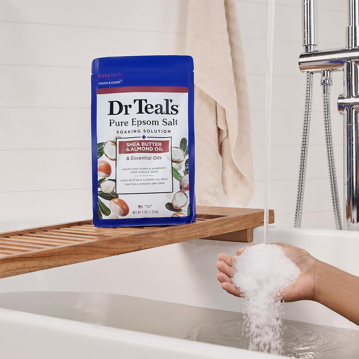 Dr Teal's Epsom Salt Magnesium Soak, Soften & Moisturize with Shea Butter & Almond Oil, 3 lbs