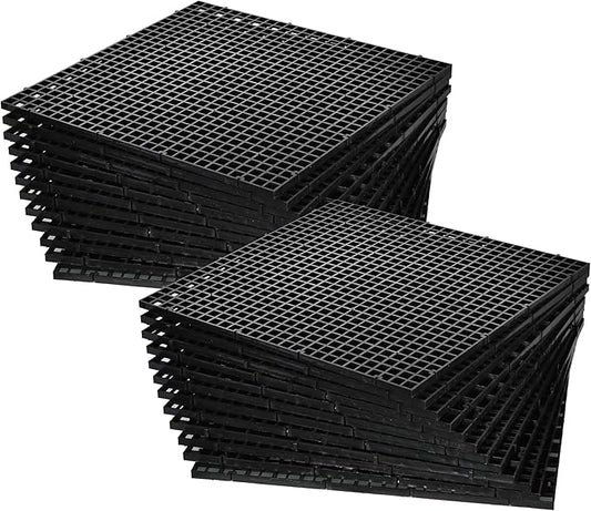 ALEGI 24 Pcs Aquarium Fish Tank Divider Plastic Egg Crate Aquarium Filter Bottom Tray Grid Isolation Board Partition Net Pane Separator (L 24pcs Black)