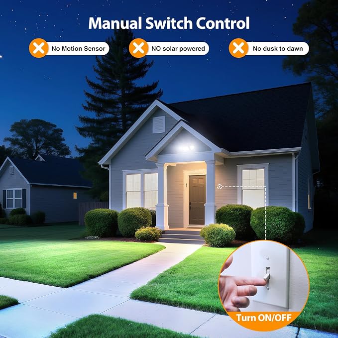 Onforu 75W Flood Lights Outdoor, 7000LM Brightness Security Lights Switch