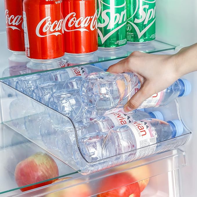 Puricon 2 Pack 16.9 oz Water Bottle Dispenser Organizer for Refrigerator Plastic Container Storage Bin for Fridge Freezer Pantry Kitchen