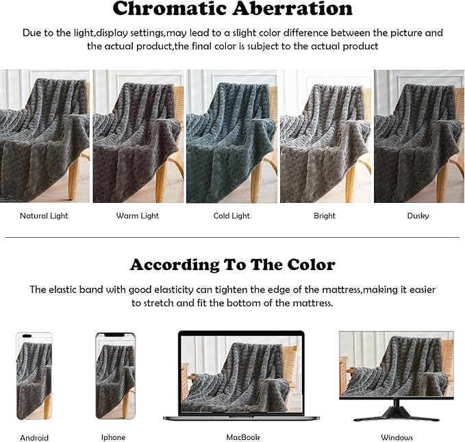 NEWCOSPLAY Super Soft Twin Blanket Grey Premium Silky Flannel Fleece 3D Waffle Checkered Lightweight Bed Blanket All Season Use (Dark Grey, Twin(60"x80"))