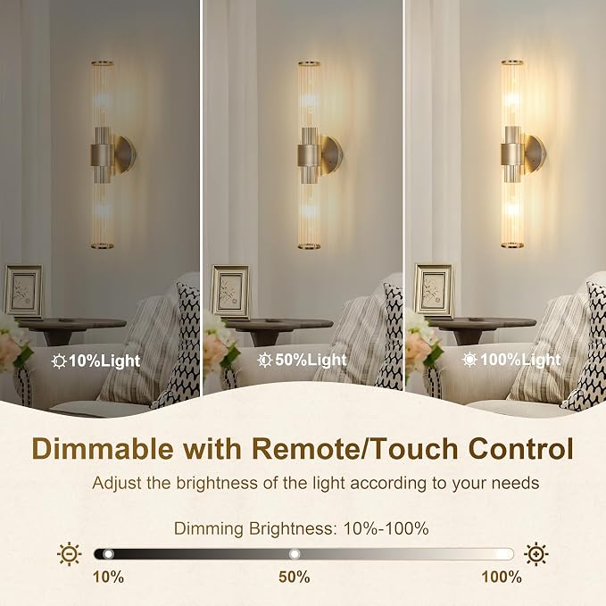 Morauroral Sand Nickel Battery Operated Wall Sconces Set of Two, Rechargeable