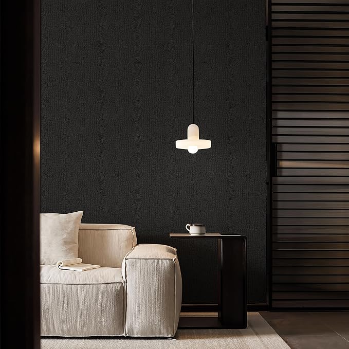 Fititem Black Peel and Stick Wallpaper 630inL 17.3inW Black Contact Paper