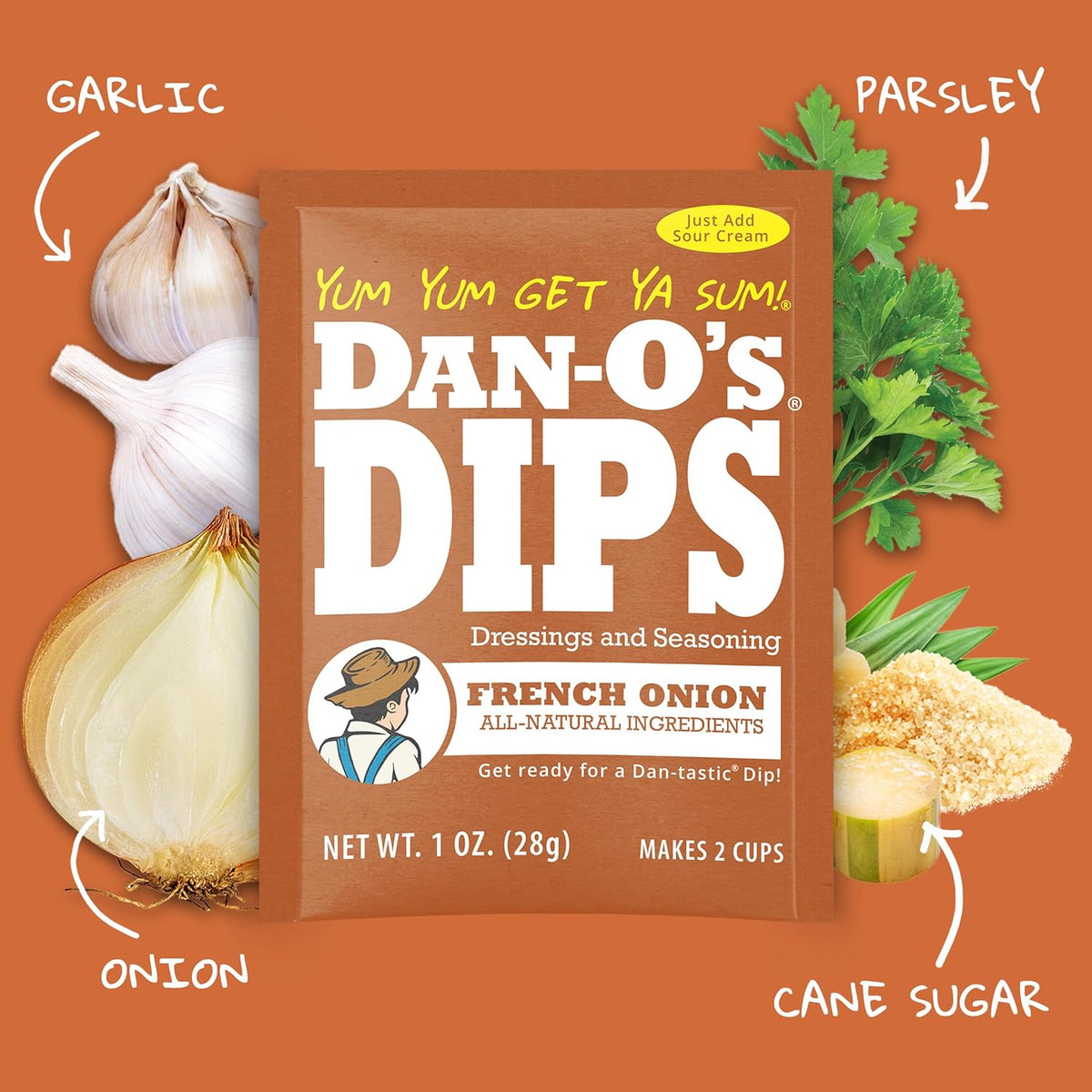 Dan-O’s Dips Variety Pack (8 Pack) – Ranch, Mexi-Ranch, French Onion & Dill Dip Mixes – All-Natural Seasoning Packets – Just Add Sour Cream or Greek Yogurt – No Artificial Ingredients