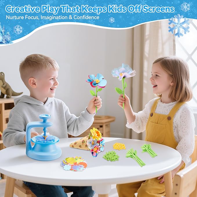 Hamdol Flower Press Toy Accessories for Kids, DIY Fabric Flower Craft Refill Kit, Arts & Crafts Supplies for Flower Bouquet Making, Perfect for Valentine, Easter, Birthday Gift