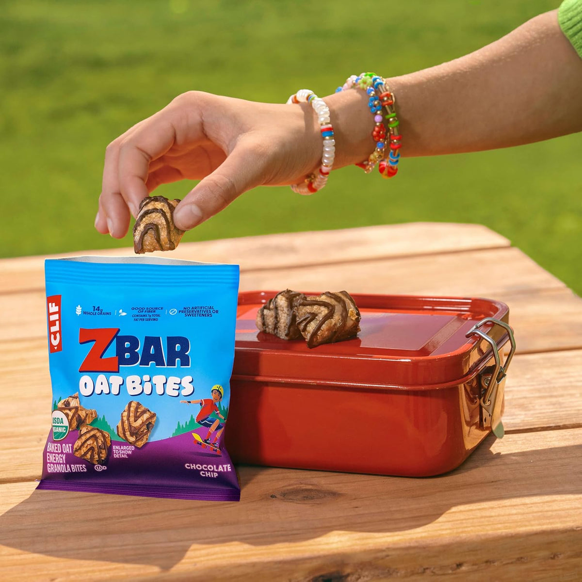 Zbar Oat Bites - Chocolate Chip - Baked Oat Energy Granola Bites - USDA Organic Snacks for Kids - 14g Whole Grains (6 Snack Packs)