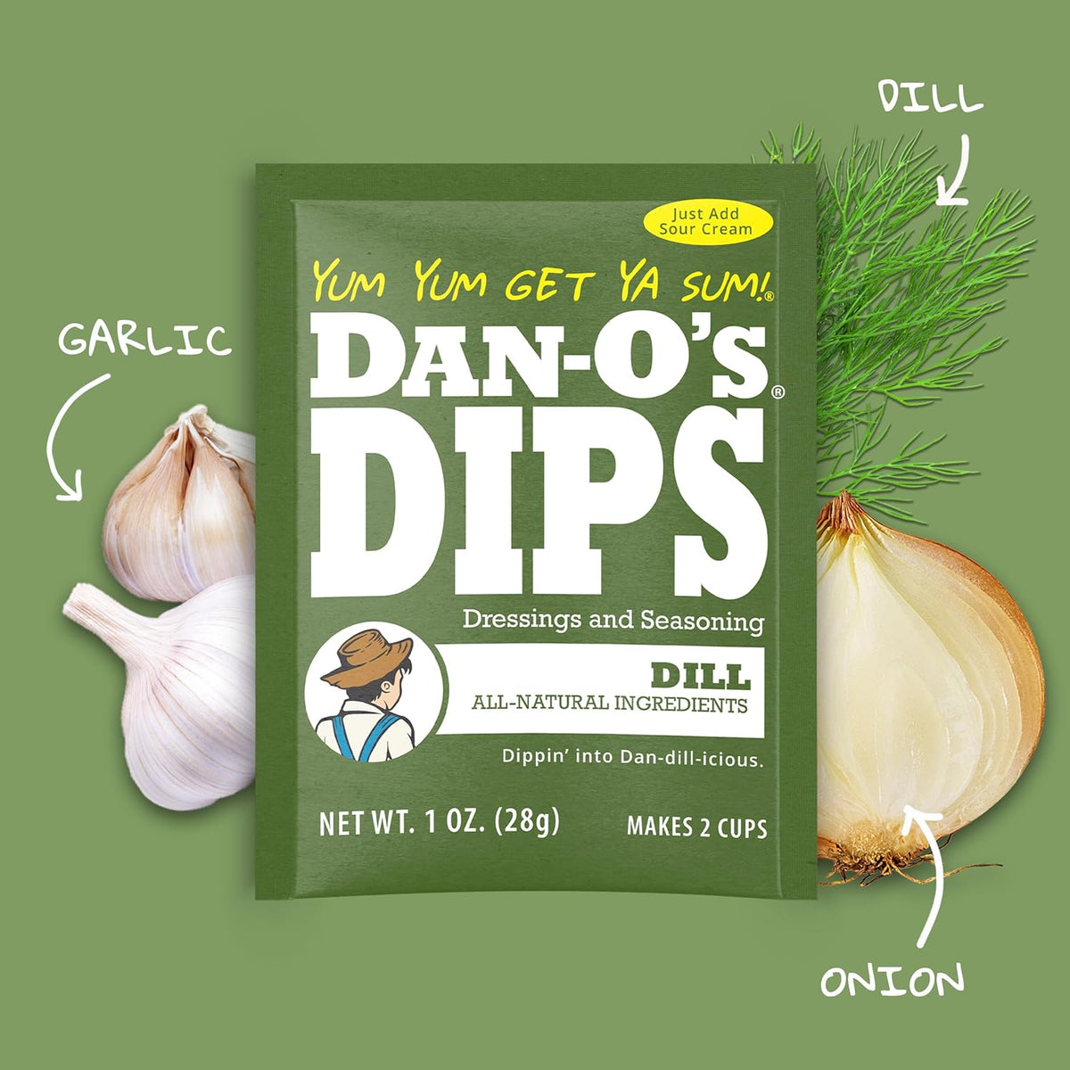 Dan-O’s Dips Variety Pack (8 Pack) – Ranch, Mexi-Ranch, French Onion & Dill Dip Mixes – All-Natural Seasoning Packets – Just Add Sour Cream or Greek Yogurt – No Artificial Ingredients