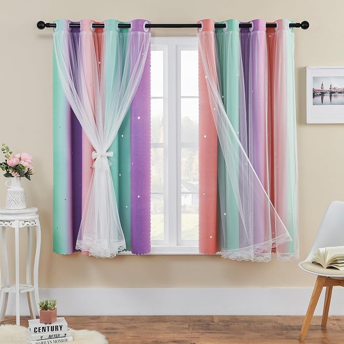 XiDi Kids Room Decor for Girls Bedroom, Girls Room Curtains Windows Wall Drapes