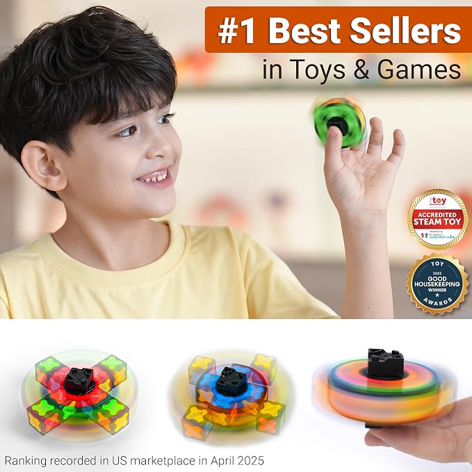 TOSY Magnet Fidget Spinner Mini - 8 Blocks, 3 in 1 Toy: Transformable Fidget Spinner, Infinity Cube, 2x2 Puzzle Cube, Stress Relief, STEM Sensory Magnet Tiles Birthday Gift for Kids/Boys/Girls/Adults