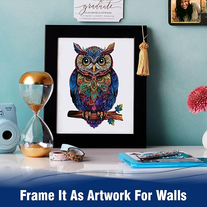 Wooden Jigsaw Puzzles for Adults, Unique Shaped Animal Wood Puzzles Adult, Owl Wooden Puzzles for Adults, Fun Challenging Family Games, 300pcs 17.2"×11.2"
