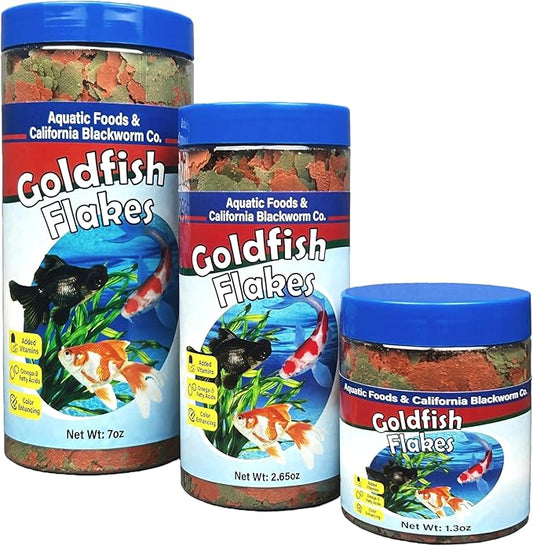 Aquatic Foods Inc. Goldfish Flakes, 42% Protein Premium Goldfish Flakes for Aquarium and Pond Fish. Also Good for Koi 1.3oz Canister