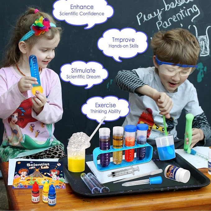 Educational Science Kit for Kids - 56 Science Lab Experiments with Lab Coat Scientist Costume, Science Kits for Kids Age 6-8-10-12, 70+ PCS DIY Stem Projects, Educational Toys for Girls Boys