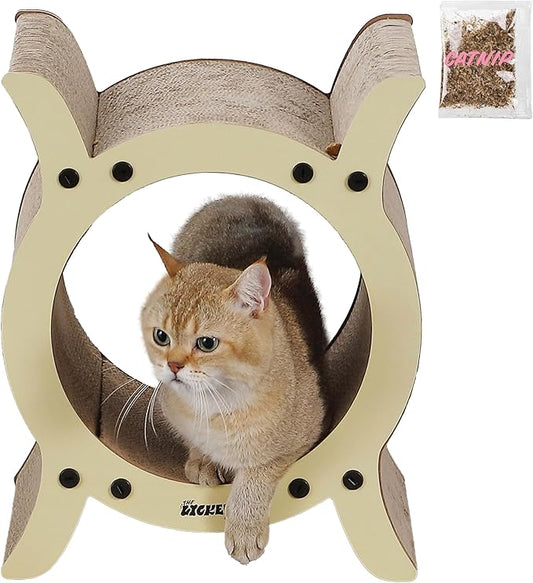 CSR1007A Nyan 16.5" Modern Cardboard Tunnel Cat Scratcher with Catnip, Almond