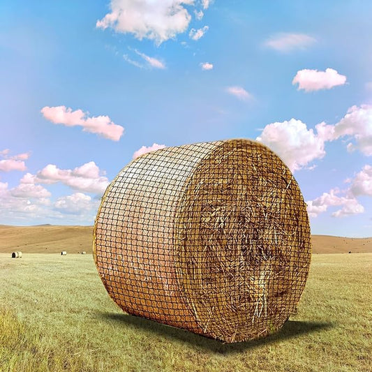 5 * 5ft Heavy Duty Slow Feeding Horse Hay Net - 1.75-inch knotless Design Saves 60% hay, 800 lbs Weatherproof Round Bale Feeder for Cattle/Goats/Sheep (5ft)
