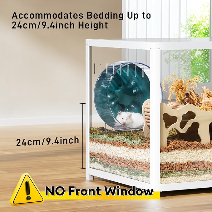 BUCATSTATE Hamster Cage Metal 2.0 - Small Animal Habitats Large Stackable with Top Access Easy Assemble 39.3L*19.7W*20.6H Inches (White, NO Front Window)