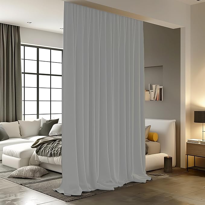 Room Divider Curtains for Ceiling Track Rod, 12.5 ft Wide x 9 ft Tall, 1 Panel