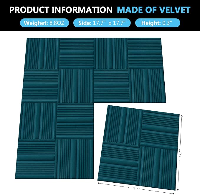 Velvet 3d wall panels for Interior wall Decor peel and stick, Soundproof