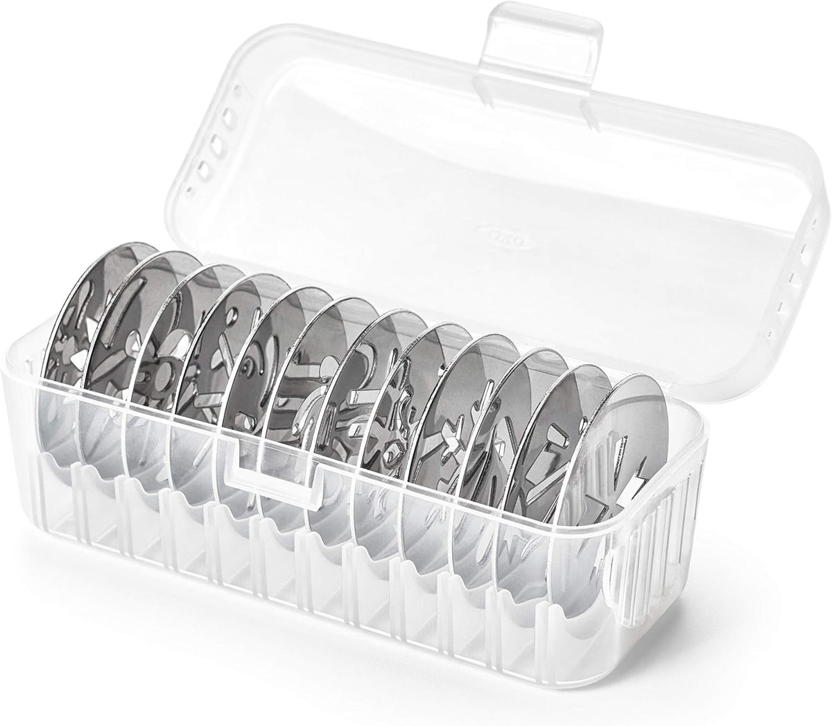 OXO Good Grips 14-Piece Cookie Press Set, Cookie Press with 12 Stainless Steel Disks and Storage Case, Holiday Baking and Everyday Treats, Essential Baking Supplies
