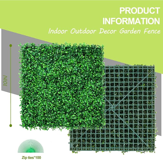AOKIE 10"X10" Artificial Grass Wall, Party Garden Fence Decor