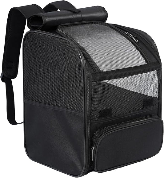 Pesen Cat Backpack Carrier, Breathable & Foldable Pet Carriers for Cats, Small Dogs and Rabbits Under 15 lbs, Airline Approved Dog & Cat Carrier Backpack for Hiking, Travel, Camping, Gray