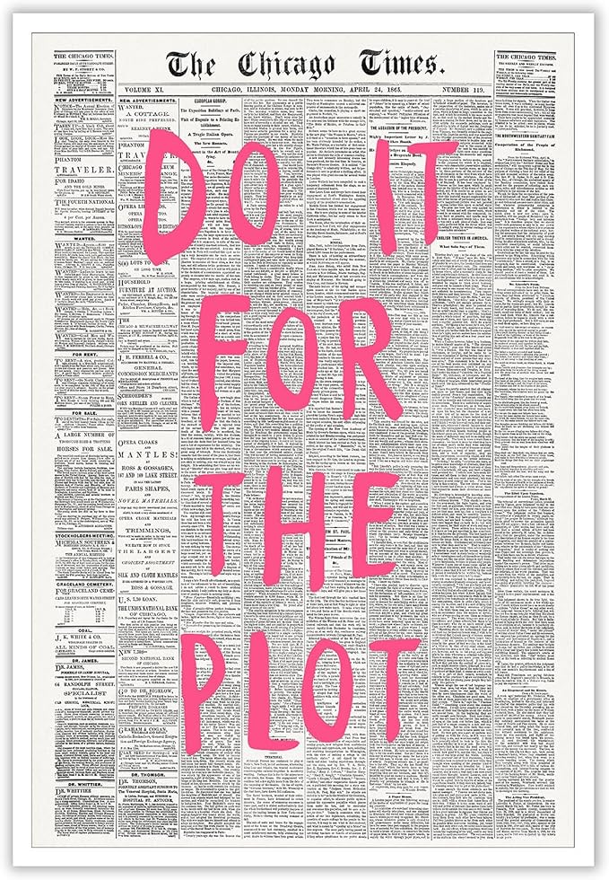 Liyark Retro Black And White Chicago Newspaper Poster Pink Trendy Preppy