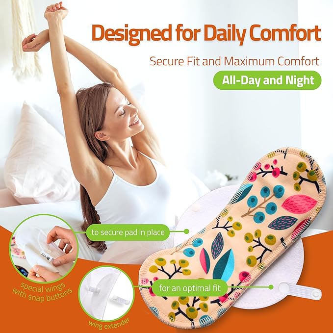 Cloth Panty Liners Thong; 7-Pack (Small) Mini Organic Cotton Reusable Panty Liners for Women Made in EU; Feminine Daily Tanga Washable for Women; Sanitary Reusable, NOT for Period