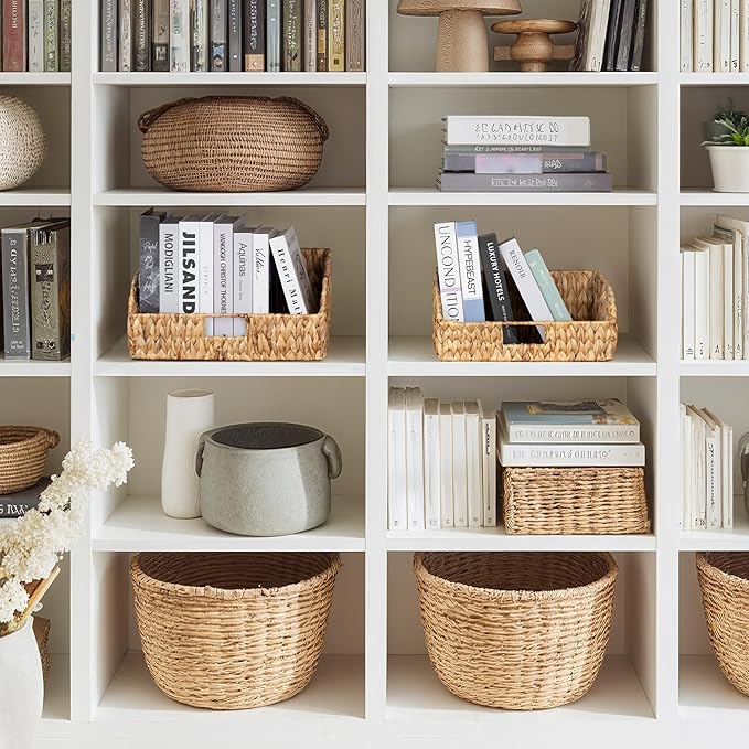 Water Hyacinth Pantry Baskets, Set of 2 (Large & Medium)