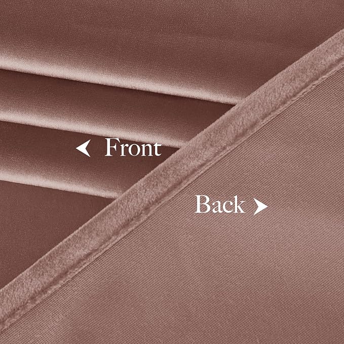 NICETOWN Dusty Pink Velvet Curtains 90 inches Long 2 Panels Set, Thermal