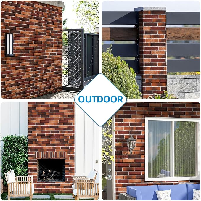 Red Faux Brick Wall Tiles, 3D Thin Brick Veneers