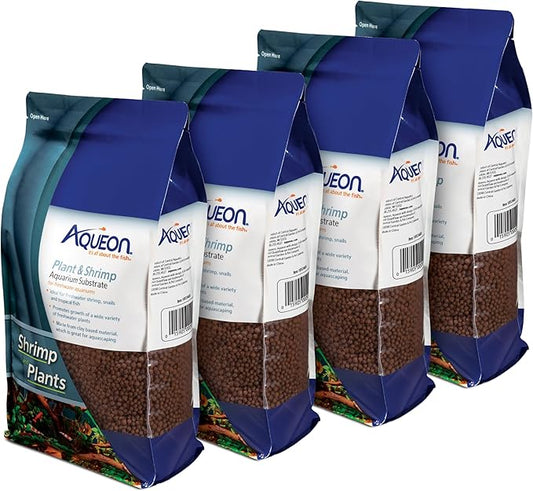 Aqueon Plant and Shrimp Aquarium Substrate, Aqua Soil for Fish Tanks, 5 Pounds, 4 Count