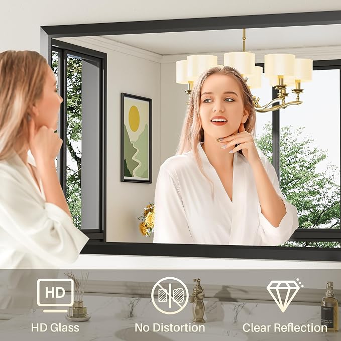 Briivue 28x32 Inch Black Bathroom Mirror