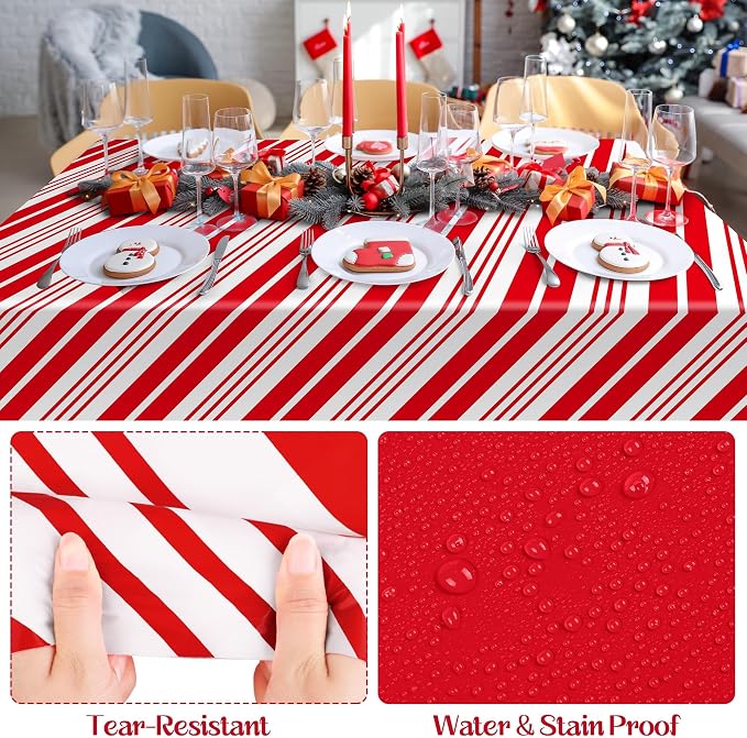 Kochorie 100 Ft x 54 Inch Christmas Candy Cane Striped Tablecloth Roll
