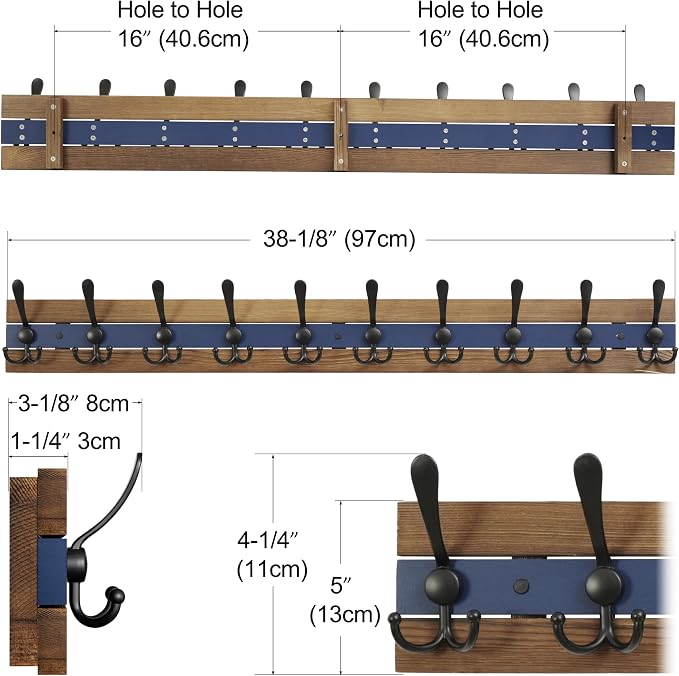 SKOLOO Rustic Wall Mounted Coat Rack