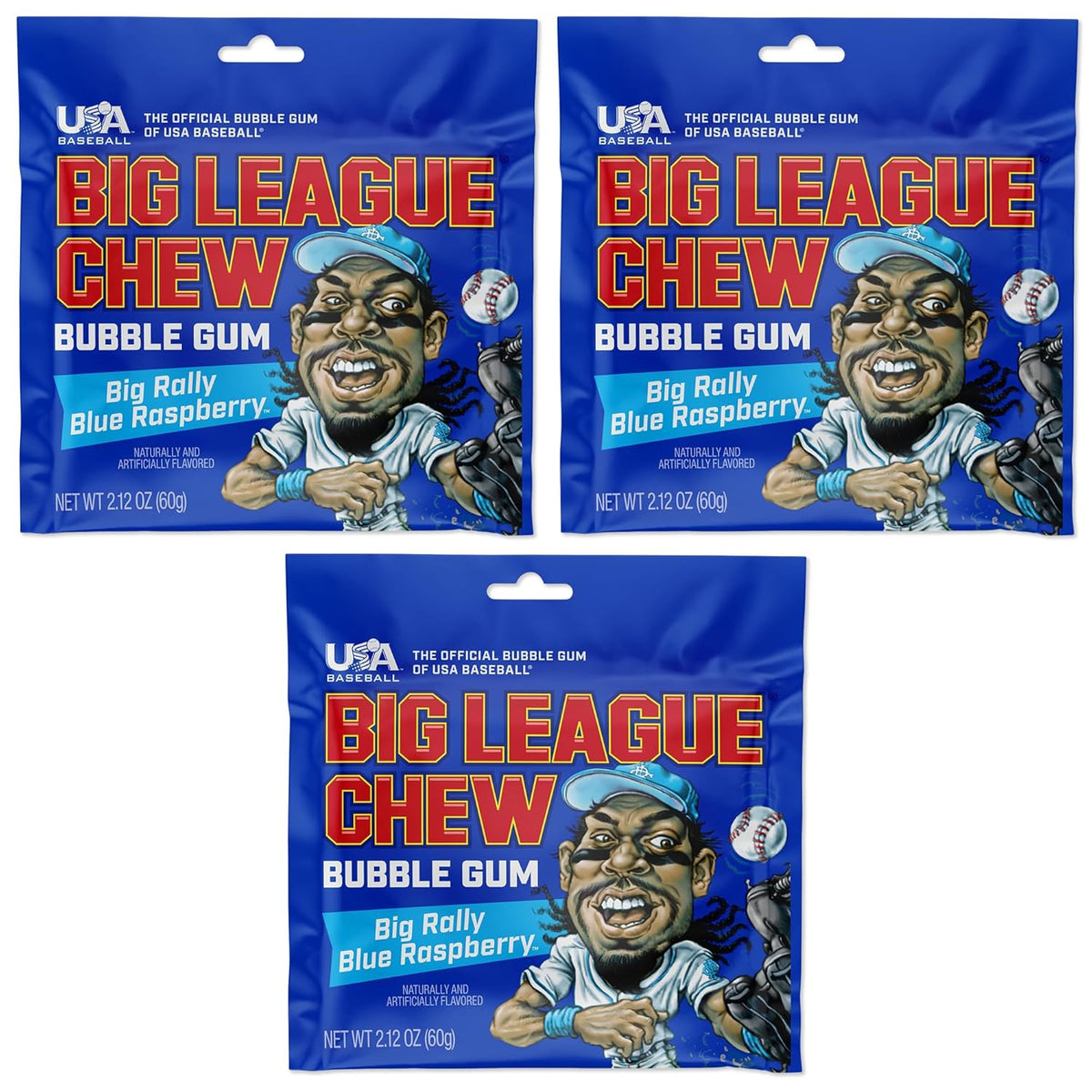 Big League Chew Original Bubble Gum 3-Pack - 2.12oz Packets - Original Baseball Gum - Big League Chew Baseball Candy Set for Treats, Party Favors & More - Softball Candy For Teams
