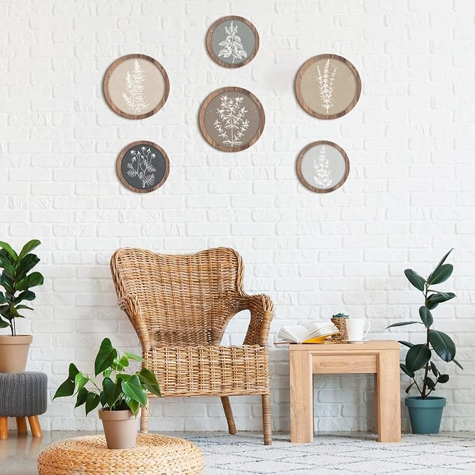 Threehoney 6 Pcs Framed Botanical Wall Art Set Floral Wall Art Vintage Boho