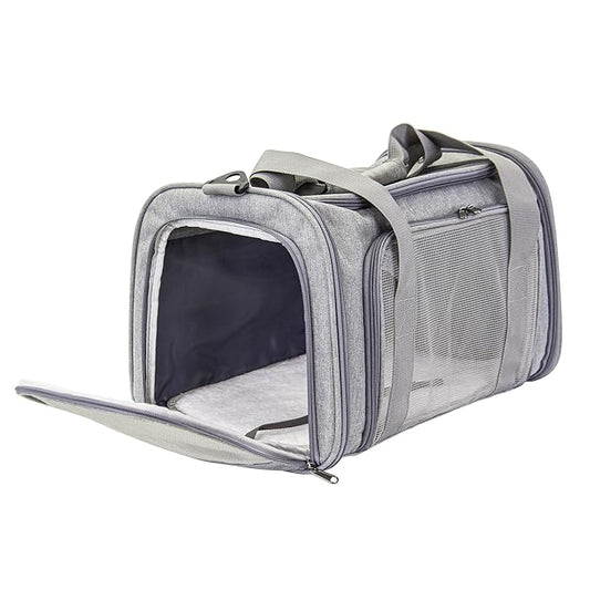dbest products Pet Smart Cart Sport, Soft Sided Collapsible Cat Carrier Airline Approved with Mesh Panels and Easy Side/Top Loading, Grey