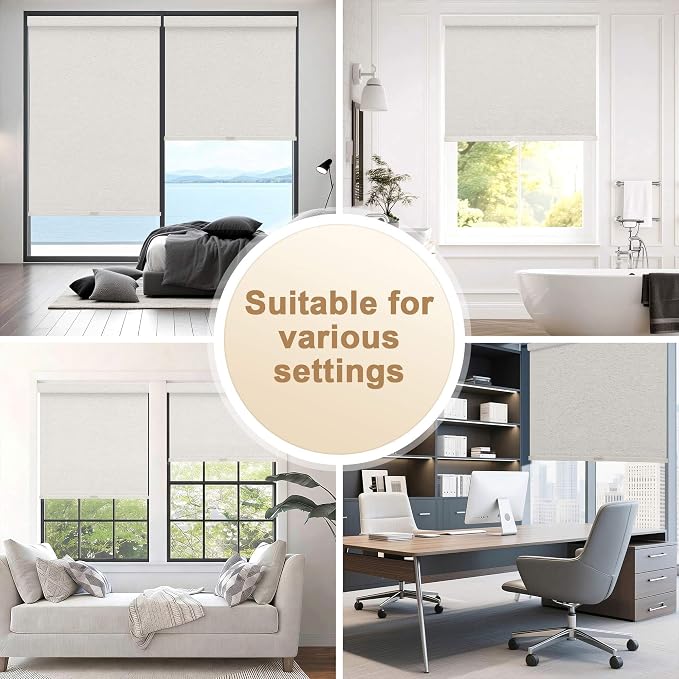 SUNOFF No Drill Tools Cordless Blackout Roller Shades Blinds