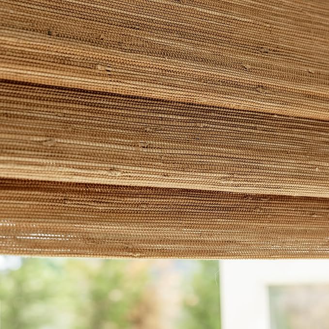 DEJAVU Cordless Bamboo Roman Shades, Natural Woven Shades