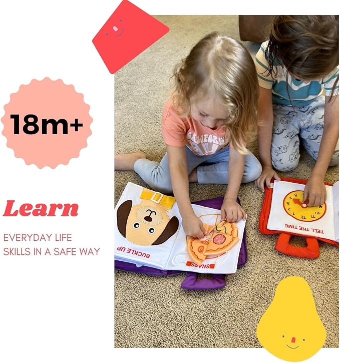My Quiet Book, Toddler Plane Busy Board Book, All Parts Attached, Ages 2-4 | BAVY Montessori busy board, quiet book, car and airplane, 10 activities, ages 2 to 4, quiet time toy, birthday gift idea